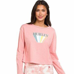 New Hurley Long Sleeve Raw Edge Graphic Tee